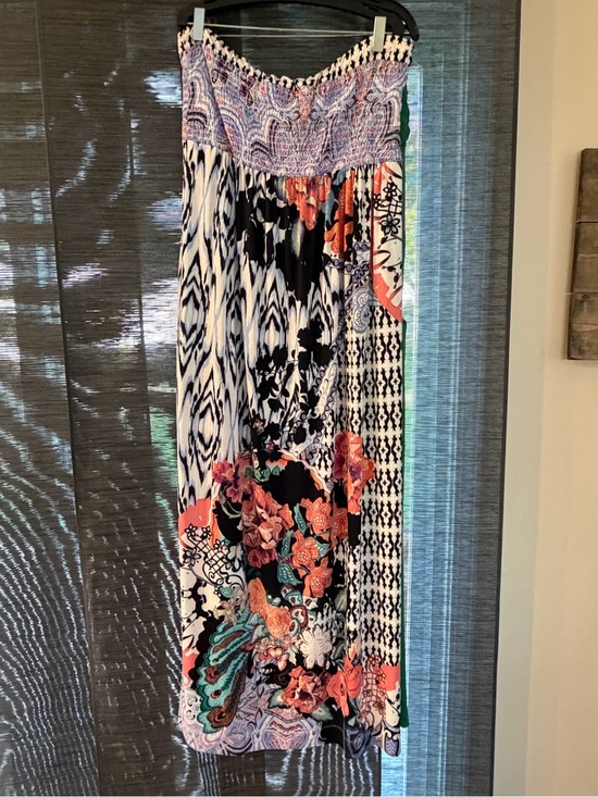 Soma Dresses & Skirts - Soma Multi-Print Strapless Maxi Dress in Black, Coral & Teal